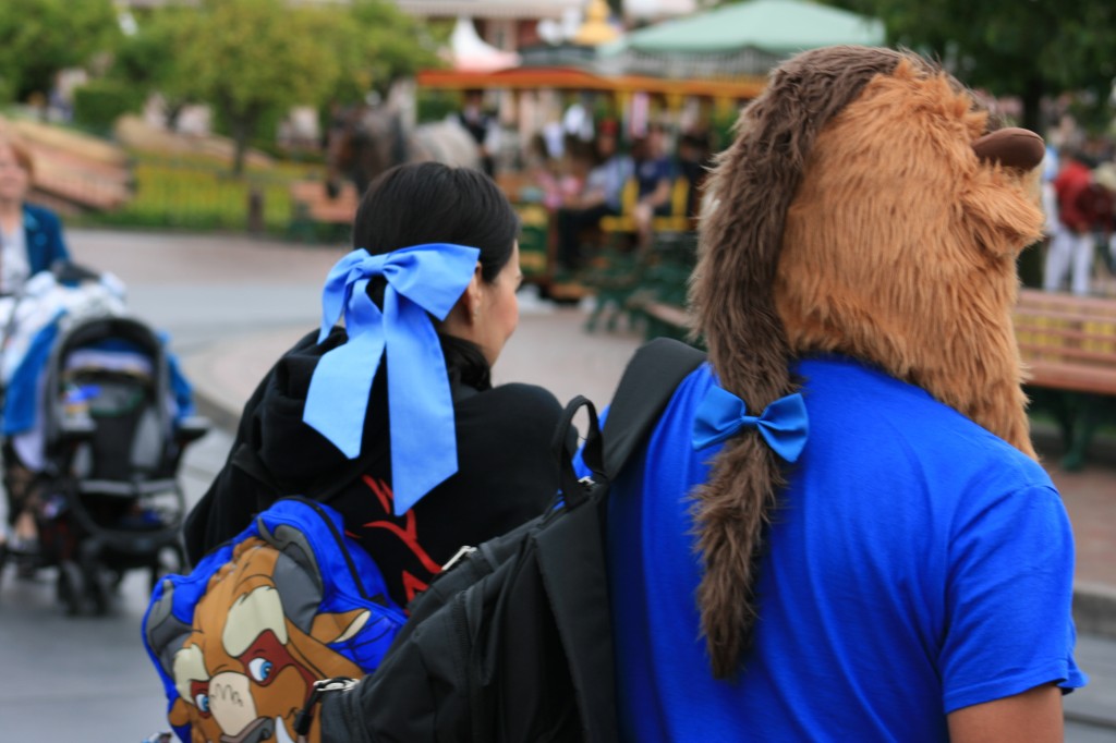 Belle and Beast walking away