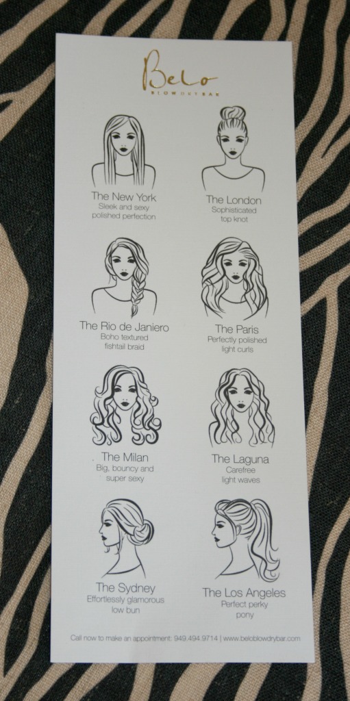 blow dry menu