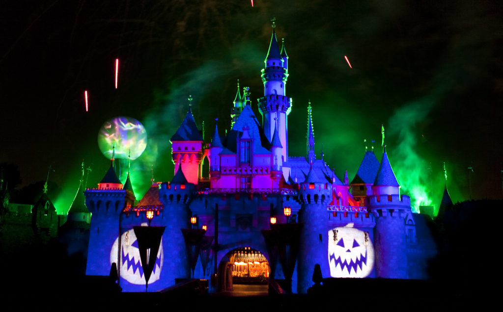 MICKEY'S HALLOWEEN PARTY (ANAHEIM, Calif.)  The Halloween Screams fireworks spectacular lights up the skies surrounding Sleeping Beauty Castle at Disneyland park, as part of the entertainment exclusive to the annual Mickey's Halloween Party. Returning for 17 nights in 2016, beginning Friday, Sept. 23, Mickeys Halloween Party is a time for guests to dress up for a ghoulish good time and enjoy seasonal scares such as Space Mountain Ghost Galaxy and Haunted Mansion Holiday. (Paul Hiffmeyer/Disneyland)