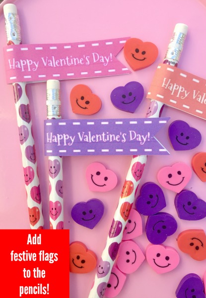 Non-Candy Valentine's Day Treats for Kids + Free Printable Pencil Flags -  Over The Top Mommy