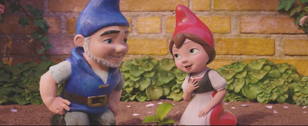 JULIET (Emily Blunt) and GNOMEO (James McAvoy) in "Sherlock Gnomes" from Paramount Pictures and MGM.